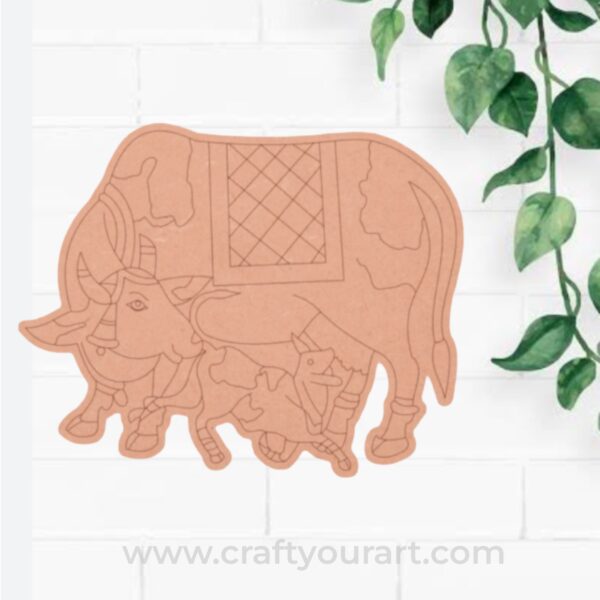 Pichwai Cow With Calf Pre Marked MDF Design 15
